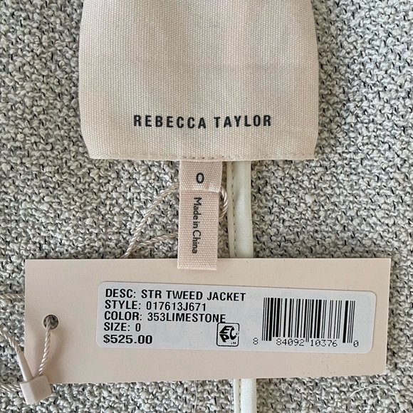 Rebecca Taylor Tweed Jacket in Limestone Size 0 - Picture 9 of 13